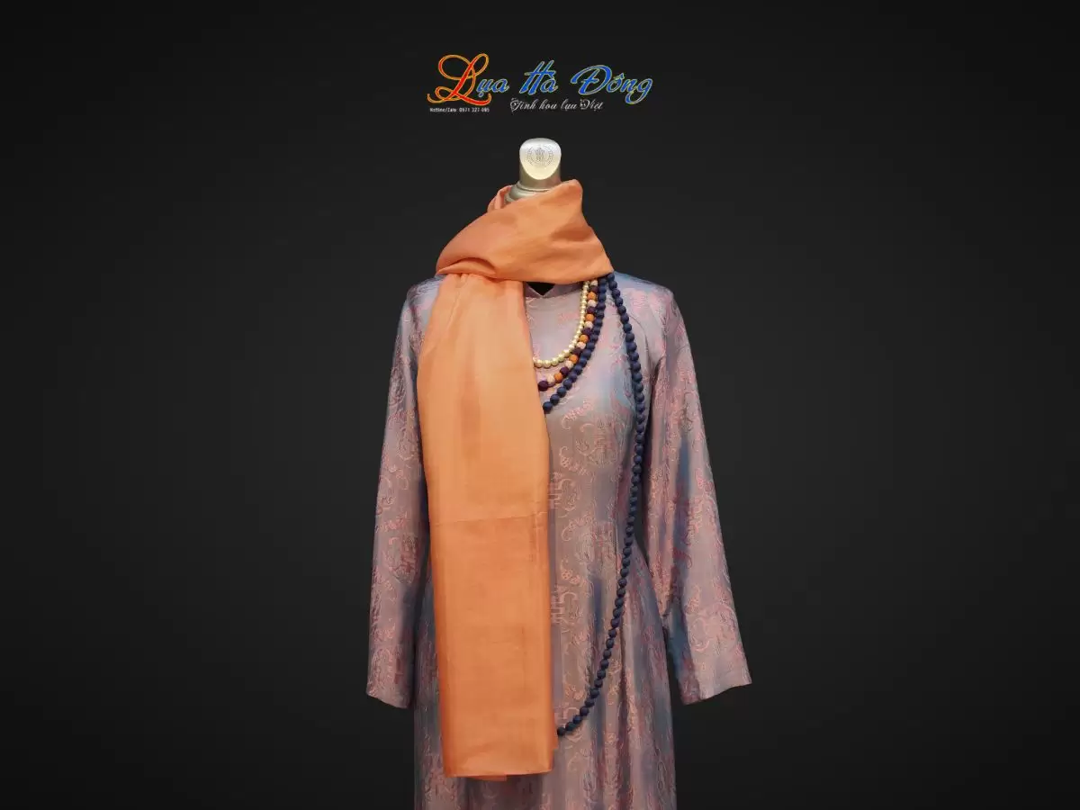 Khăn Lụa Trơn Màu Cam Hồng 100% silk 85x180 MNV-KLPT001 - Ảnh 2