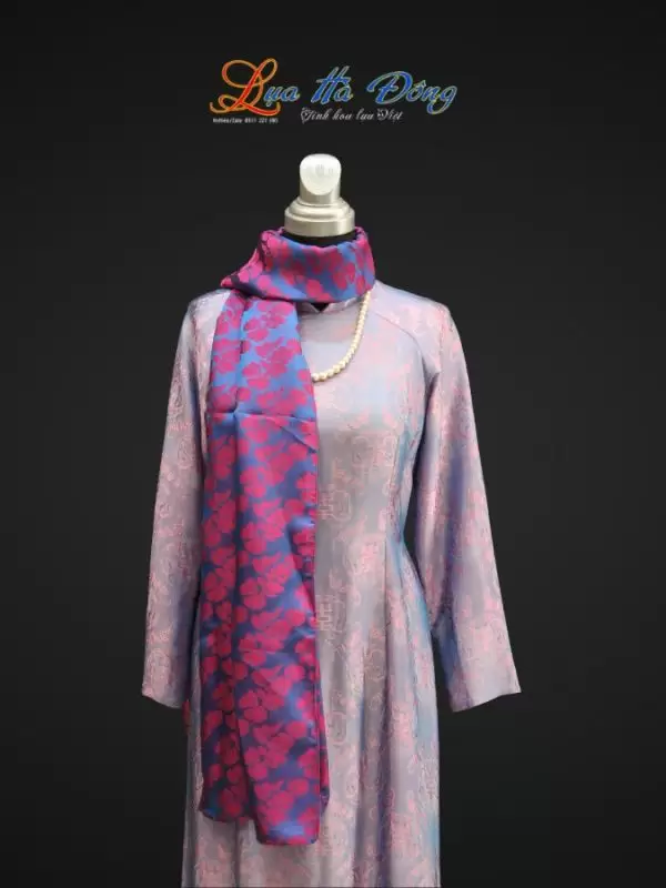 Alternative view of Khăn lụa HOA bèo nhiều mẫu 44x197cm KLTA419