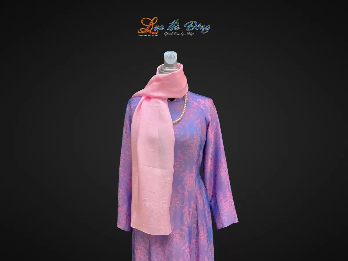 Khăn lụa HOA nhí màu hồng nhiều mẫu 44x197cm KLTA419 - Ảnh 2