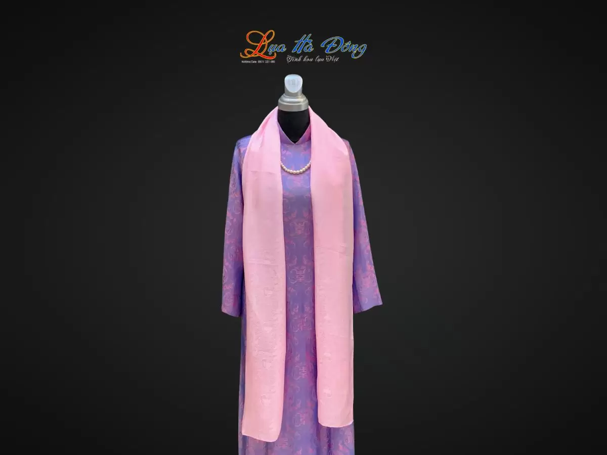 Khăn lụa HOA nhí màu hồng nhiều mẫu 44x197cm KLTA419