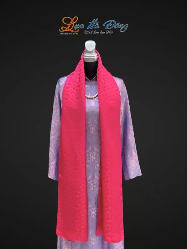 Alternative view of Khăn lụa HOA nhí màu hồng nhiều mẫu 44x197cm KLTA419