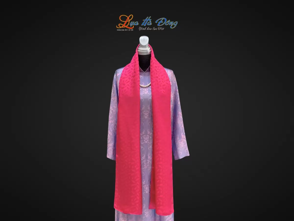 Khăn lụa HOA nhí màu hồng nhiều mẫu 44x197cm KLTA419 - Ảnh 2