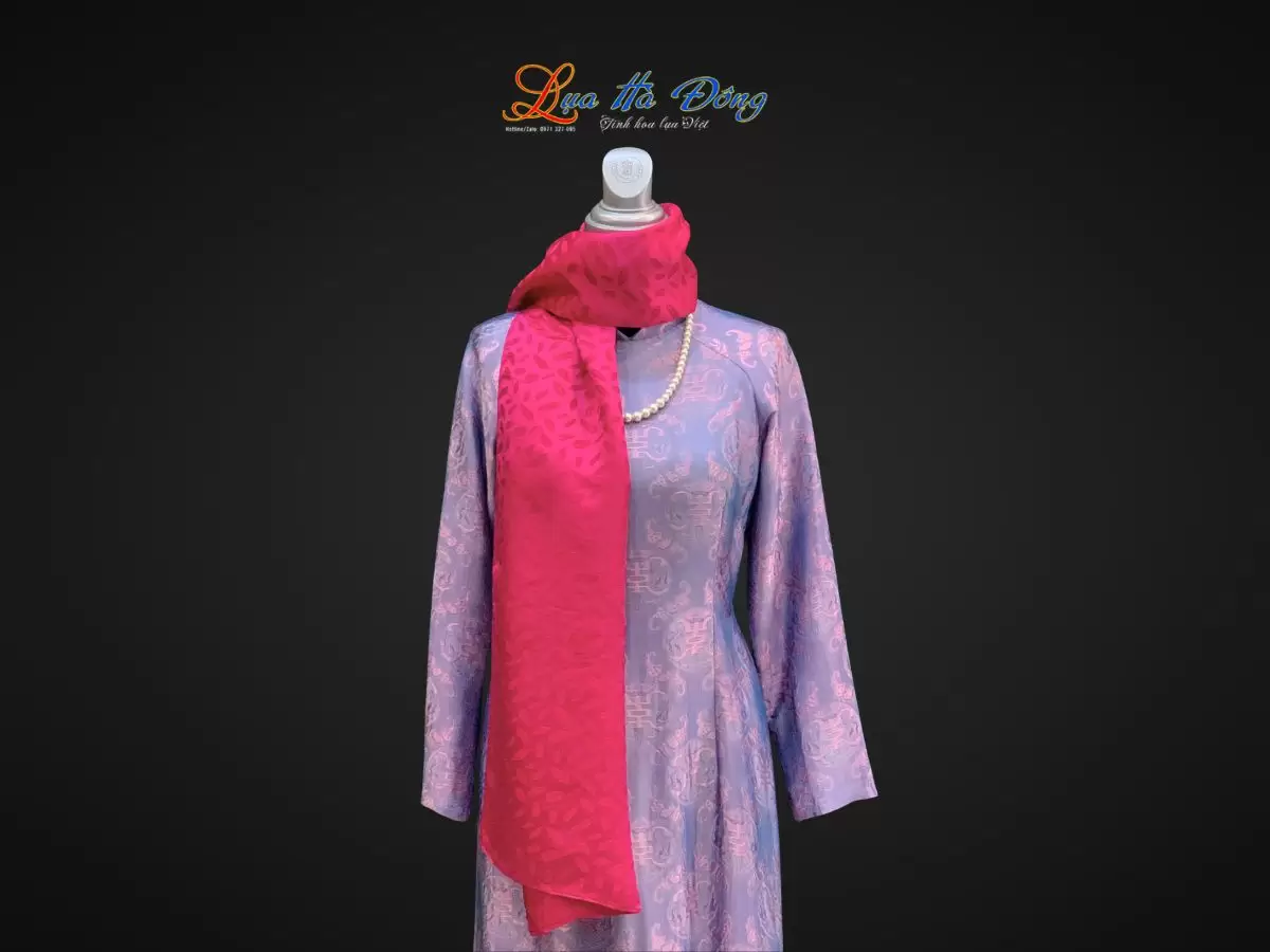 Khăn lụa HOA nhí màu hồng nhiều mẫu 44x197cm KLTA419