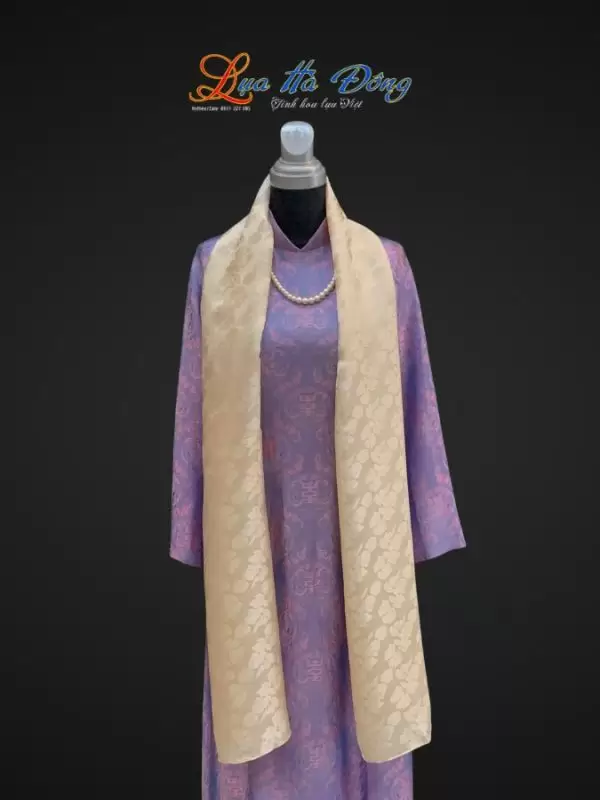 Alternative view of Khăn lụa HOA bèo trắng nhiều mẫu 44x197cm KLTA419