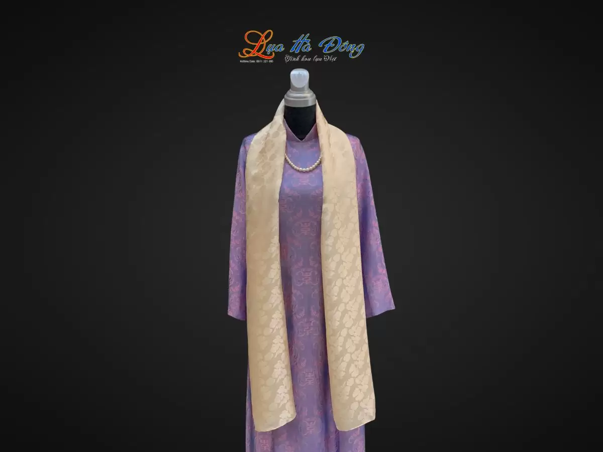 Khăn lụa HOA bèo trắng nhiều mẫu 44x197cm KLTA419 - Ảnh 2