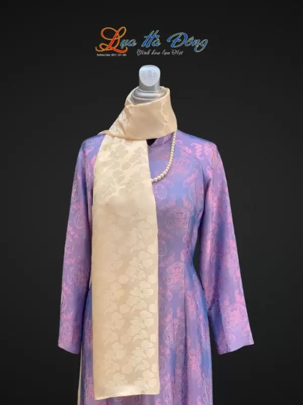 Khăn lụa HOA bèo trắng nhiều mẫu 44x197cm KLTA419