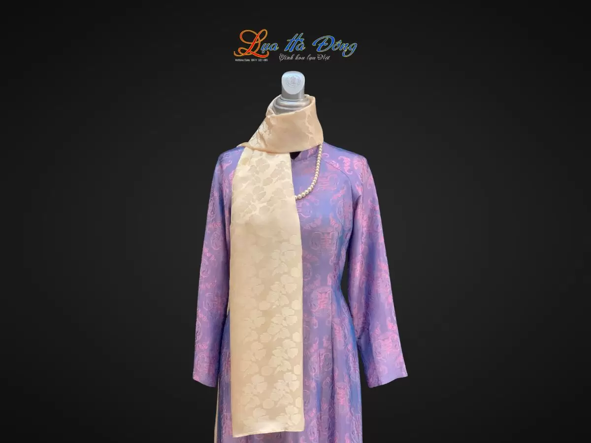 Khăn lụa HOA bèo trắng nhiều mẫu 44x197cm KLTA419