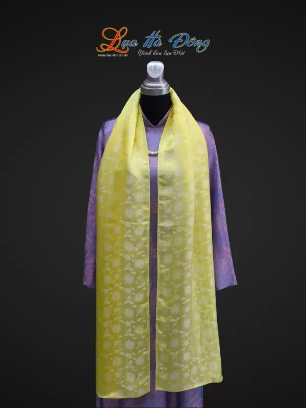 Khăn lụa họa tiết hoa vàng nhiều mẫu 44x197cm KLTA419