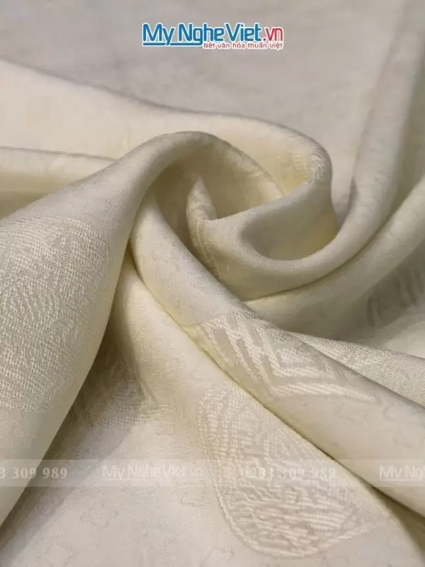 Alternative view of Khăn lụa vân cổ chiện thọ màu kem - Lụa Hà Đông 80x180cm KLNL89-4