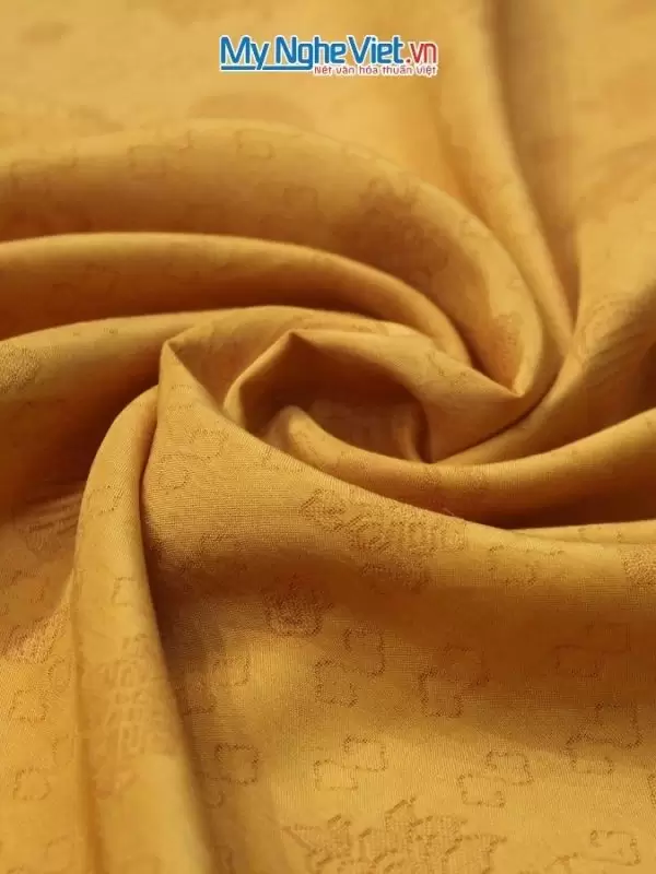 Alternative view of Khăn lụa vân cổ hồng thọ màu vàng - Lụa Hà Đông 80x180cm KLNL89-1