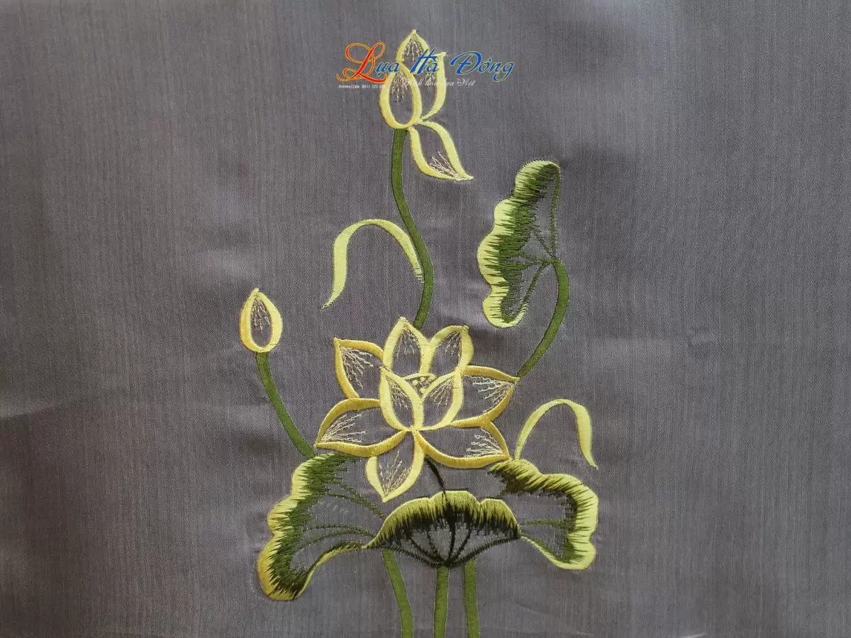 Khăn thêu sen vàng màu xám 40x80 - MNVKLTA4080-1 - Ảnh 3