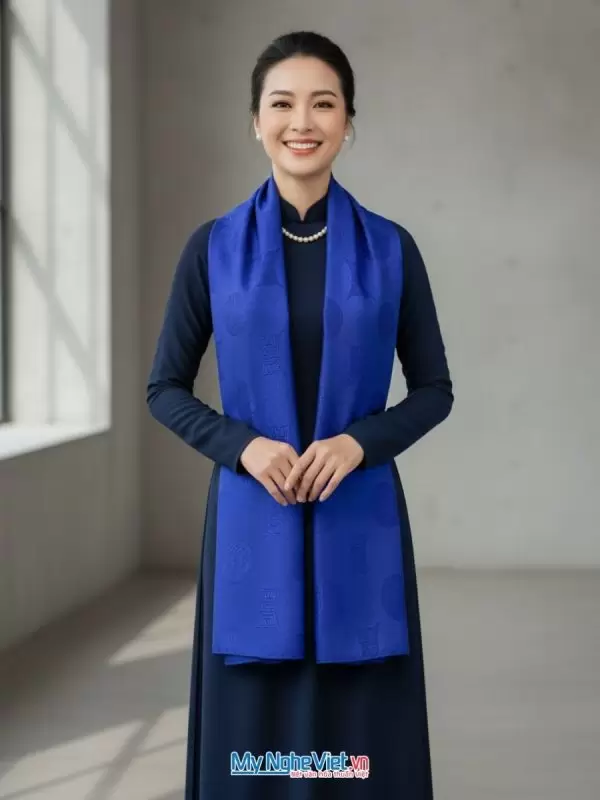Khăn lụa tơ tằm vân cổ triện thọ cao cấp 100% tơ tằm