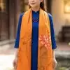 Khăn lụa tơ tằm vẽ sen cao cấp 100% silk