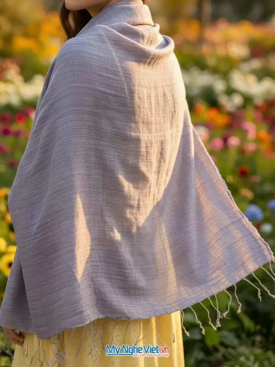 Khăn Lụa Tơ Tằm Trơn Màu Xám Tiêu 100% silk 85x180cm MNV-KLPT002-10 - Ảnh 5