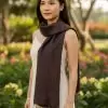Khăn Lụa Tơ Tằm Trơn Màu Nâu Đen 85x180cm MNV-KLPT002-1