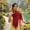 Khăn Lụa Tơ Tằm Trơn Màu Đỏ Mận 85x180cm MNV-KLPT002-5