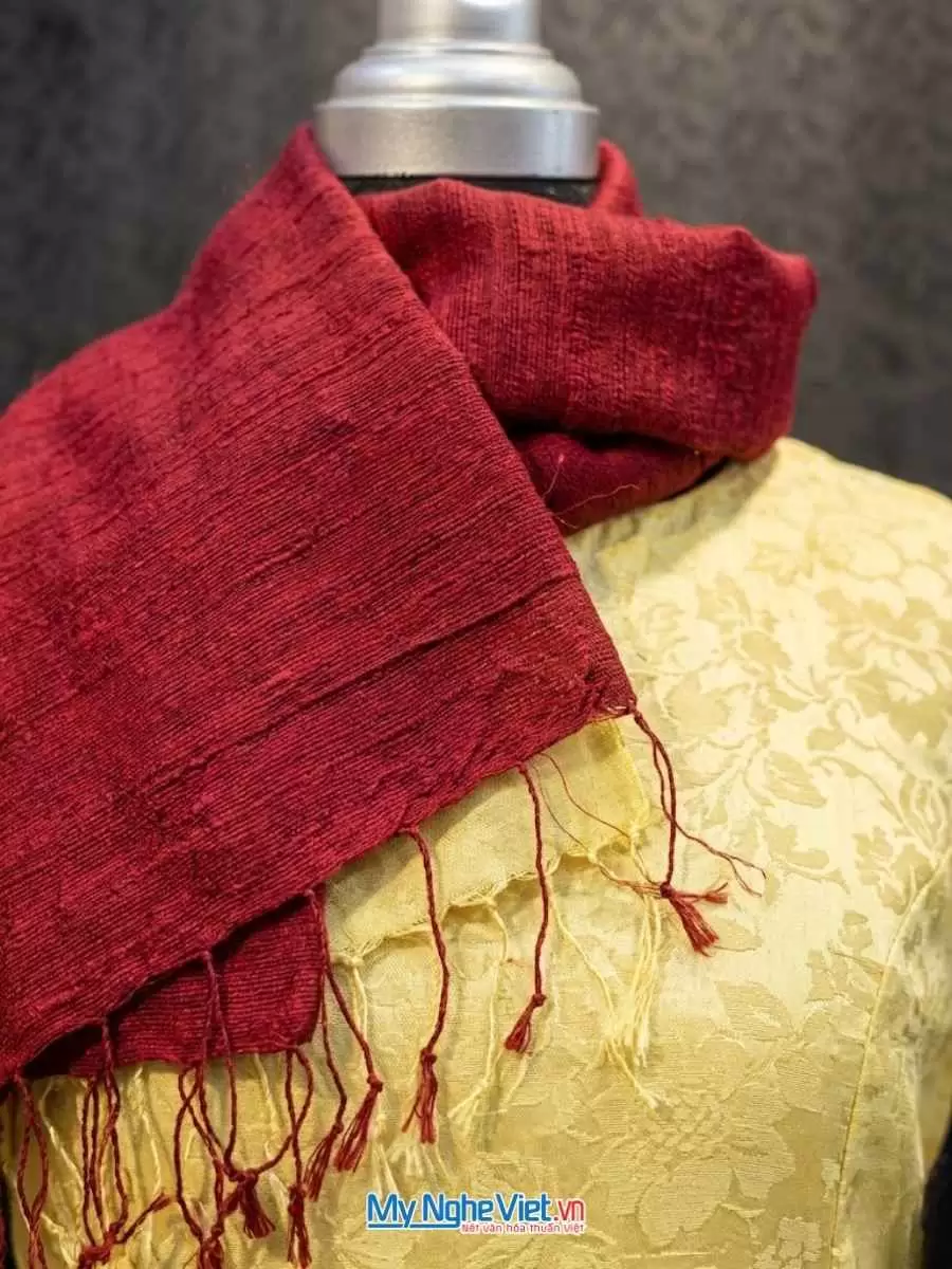 Khăn Lụa Tơ Tằm Trơn Màu Đỏ Mận 100% silk 85x180cm MNV-KLPT002-5 - Ảnh 7