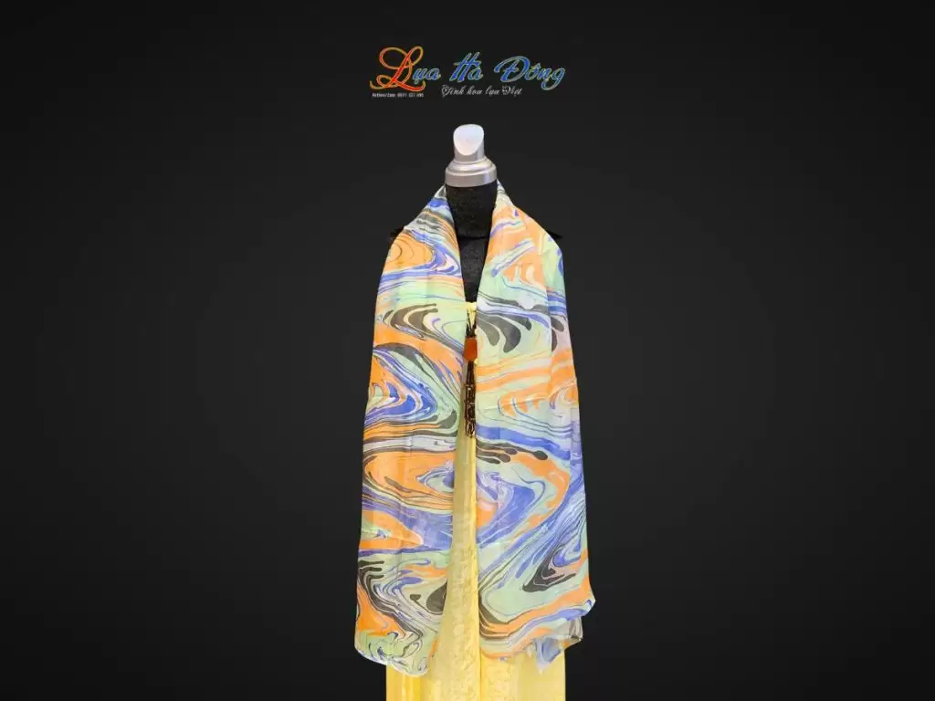 Khăn Lụa Tơ Tằm Vẽ Thủy Ấn