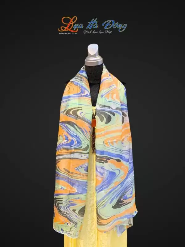 Khăn Lụa Tơ Tằm Vẽ Thủy Ấn