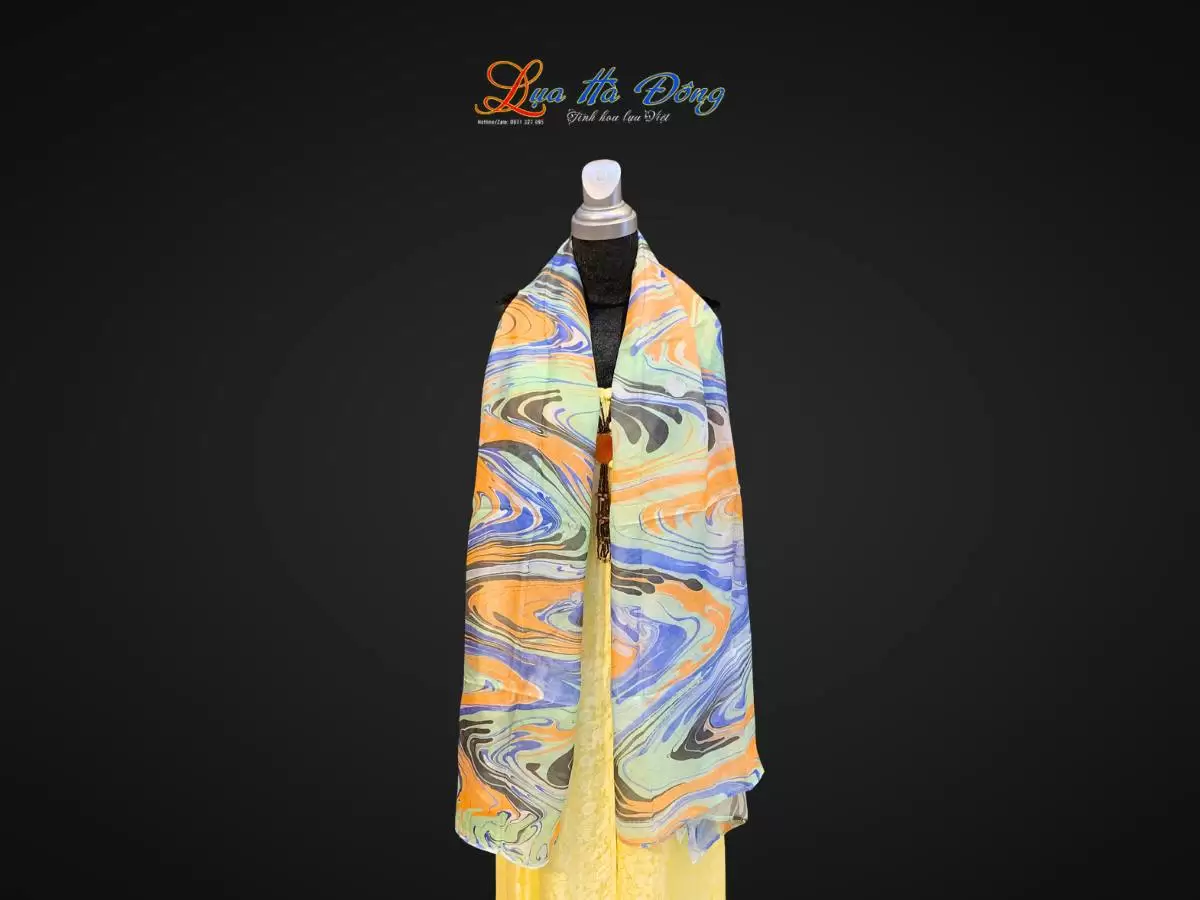 Khăn Lụa Tơ Tằm Vẽ Thủy Ấn