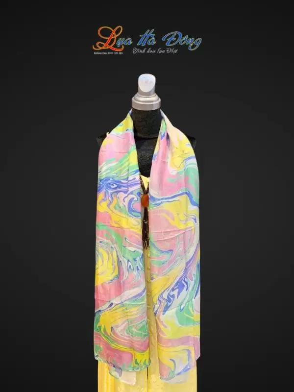 Khăn Lụa Tơ Tằm Vẽ Thủy Ấn