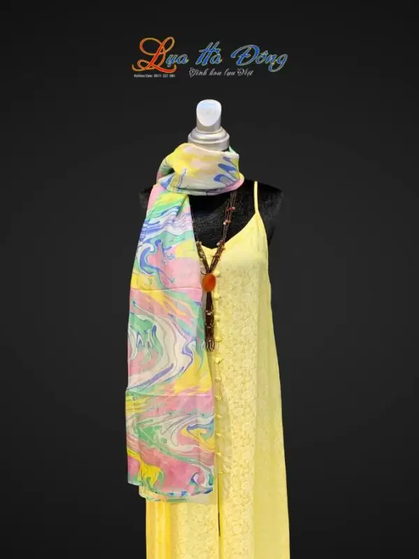 Khăn Lụa Tơ Tằm Vẽ Thủy Ấn