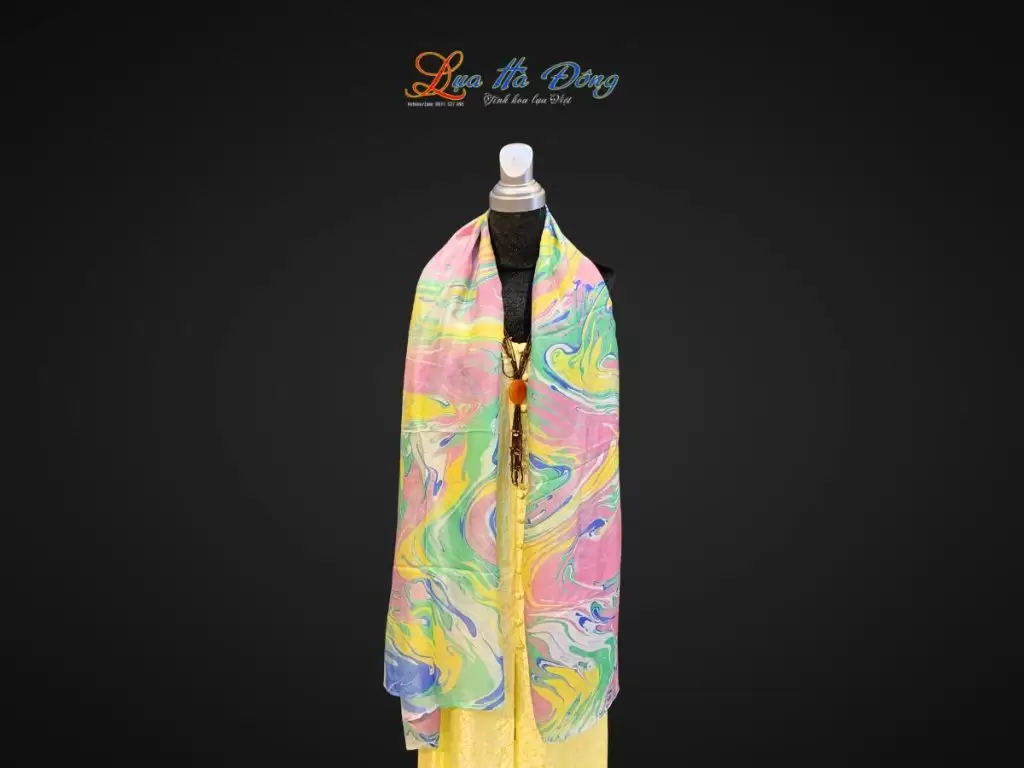 Khăn Lụa Tơ Tằm Vẽ Thủy Ấn