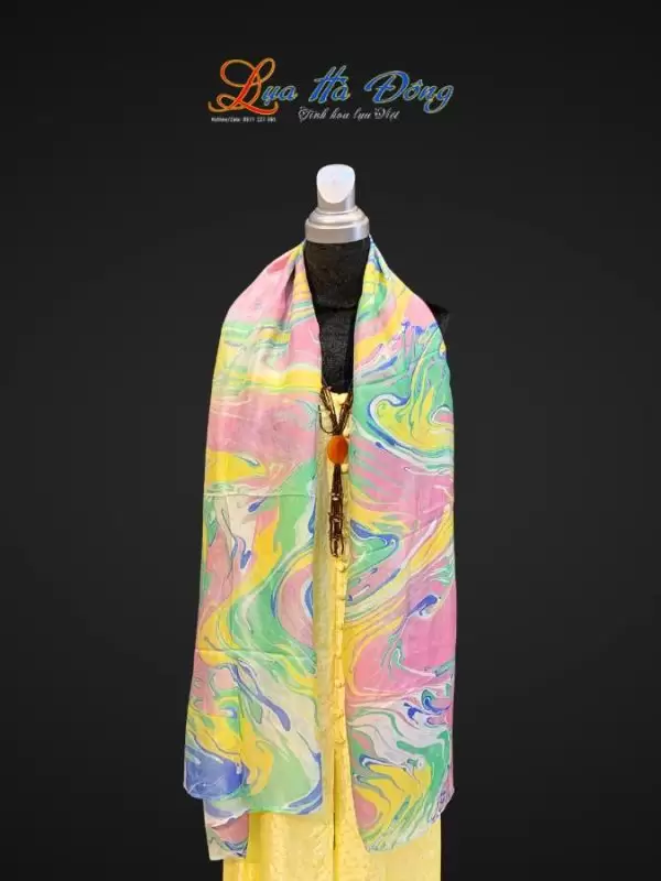 Khăn Lụa Tơ Tằm Vẽ Thủy Ấn