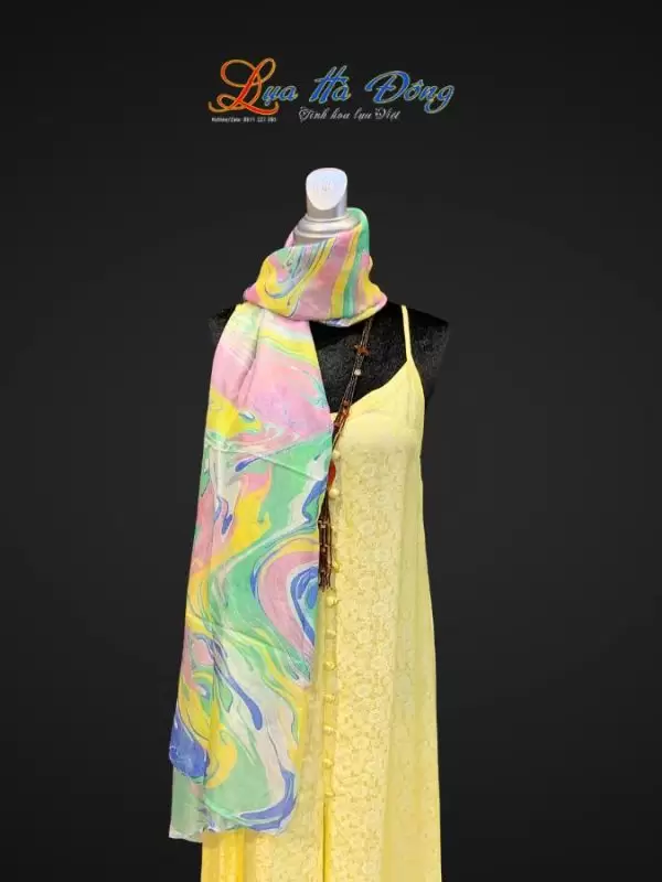 Khăn Lụa Tơ Tằm Vẽ Thủy Ấn