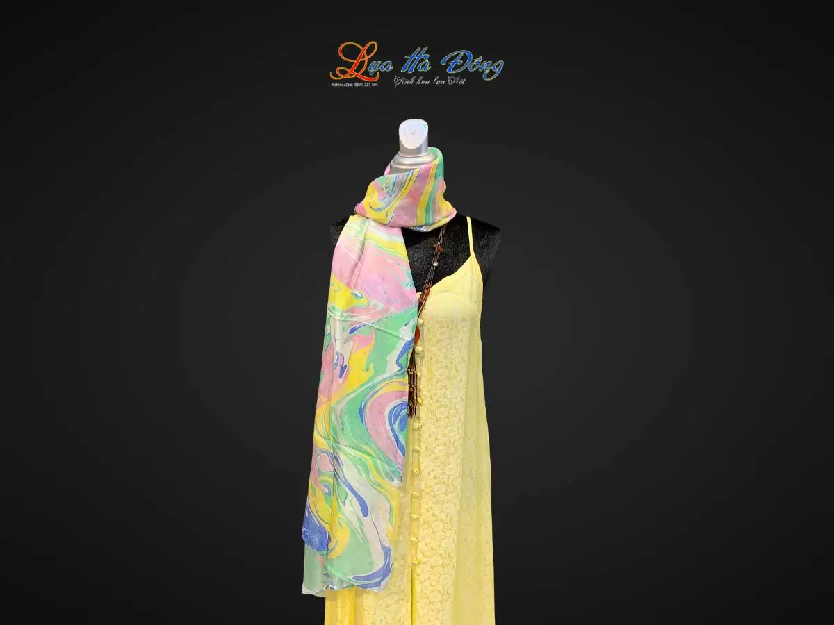 Khăn Lụa Tơ Tằm Vẽ Thủy Ấn