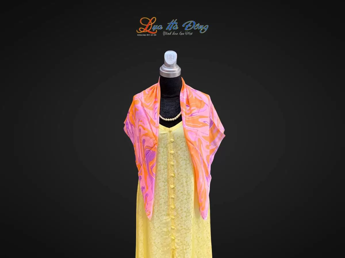 Khăn Lụa Tơ Tằm Vẽ Thủy Ấn