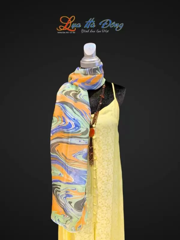 Khăn Lụa Tơ Tằm Vẽ Thủy Ấn