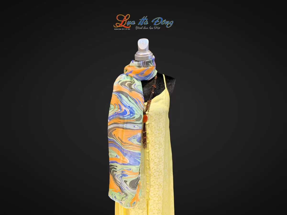 Khăn Lụa Tơ Tằm Vẽ Thủy Ấn