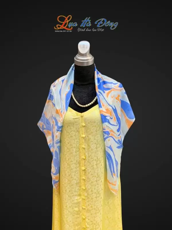 Khăn Lụa Tơ Tằm Vẽ Thủy Ấn