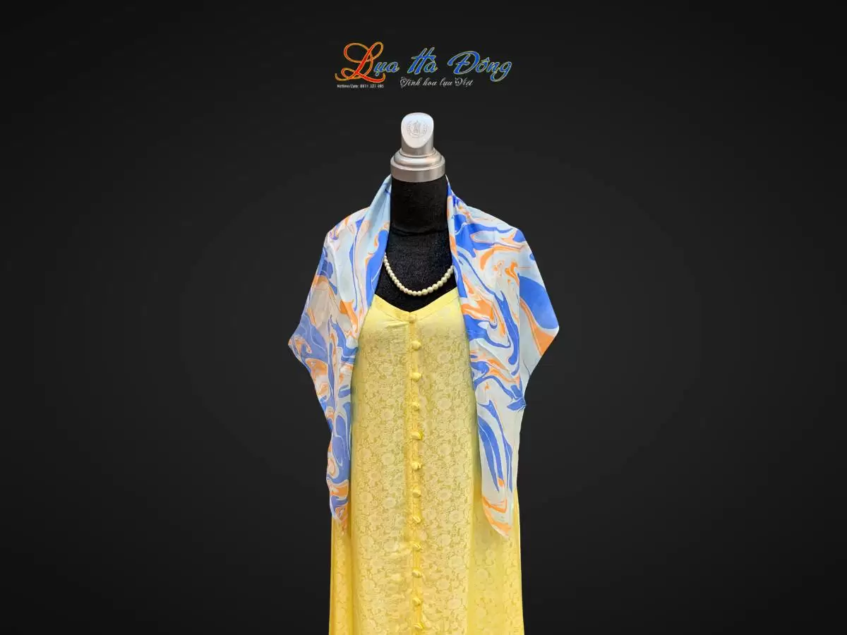 Khăn Lụa Tơ Tằm Vẽ Thủy Ấn