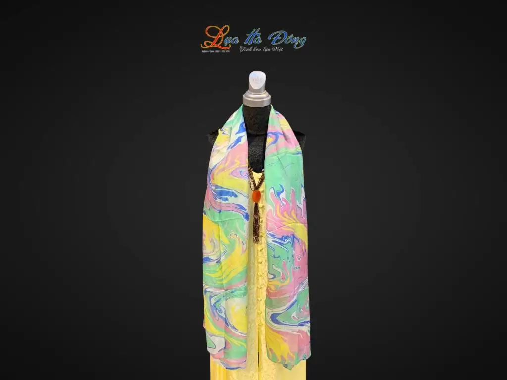 Khăn Lụa Tơ Tằm Vẽ Thủy Ấn