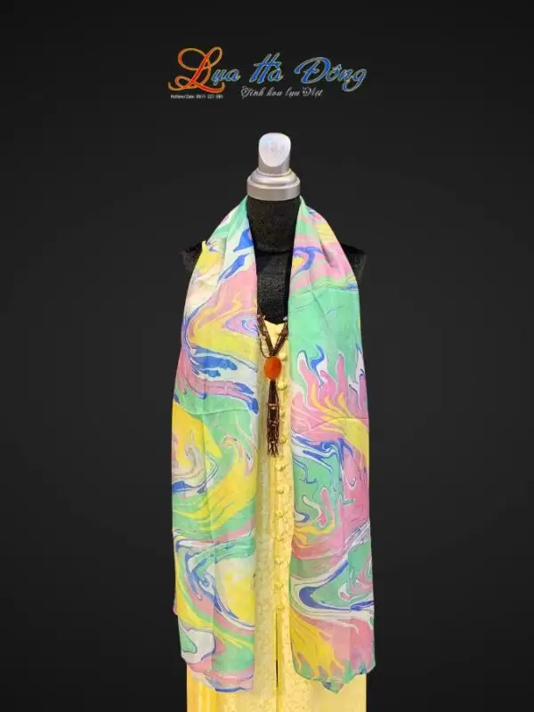 Khăn Lụa Tơ Tằm Vẽ Thủy Ấn