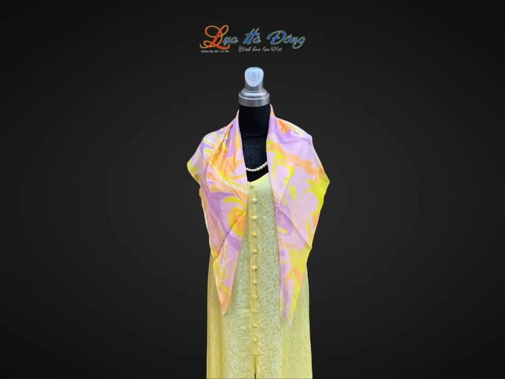 Khăn Lụa Tơ Tằm Vẽ Thủy Ấn