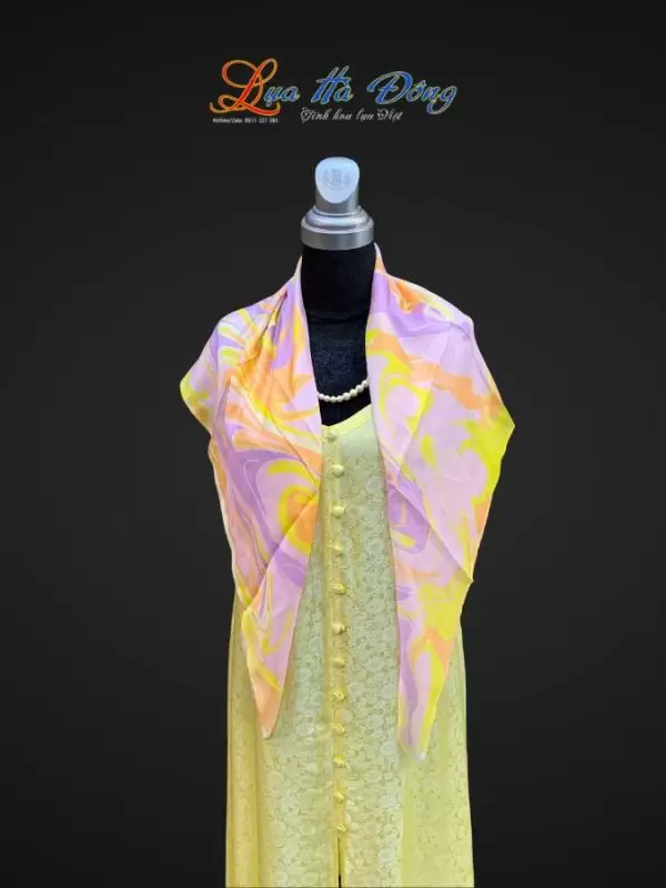 Khăn Lụa Tơ Tằm Vẽ Thủy Ấn