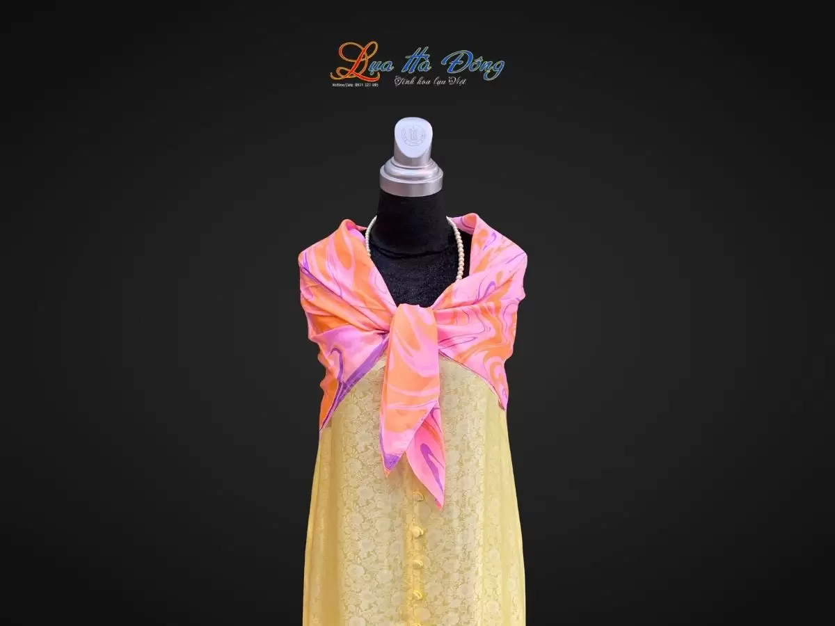 Khăn Lụa Tơ Tằm Vẽ Thủy Ấn