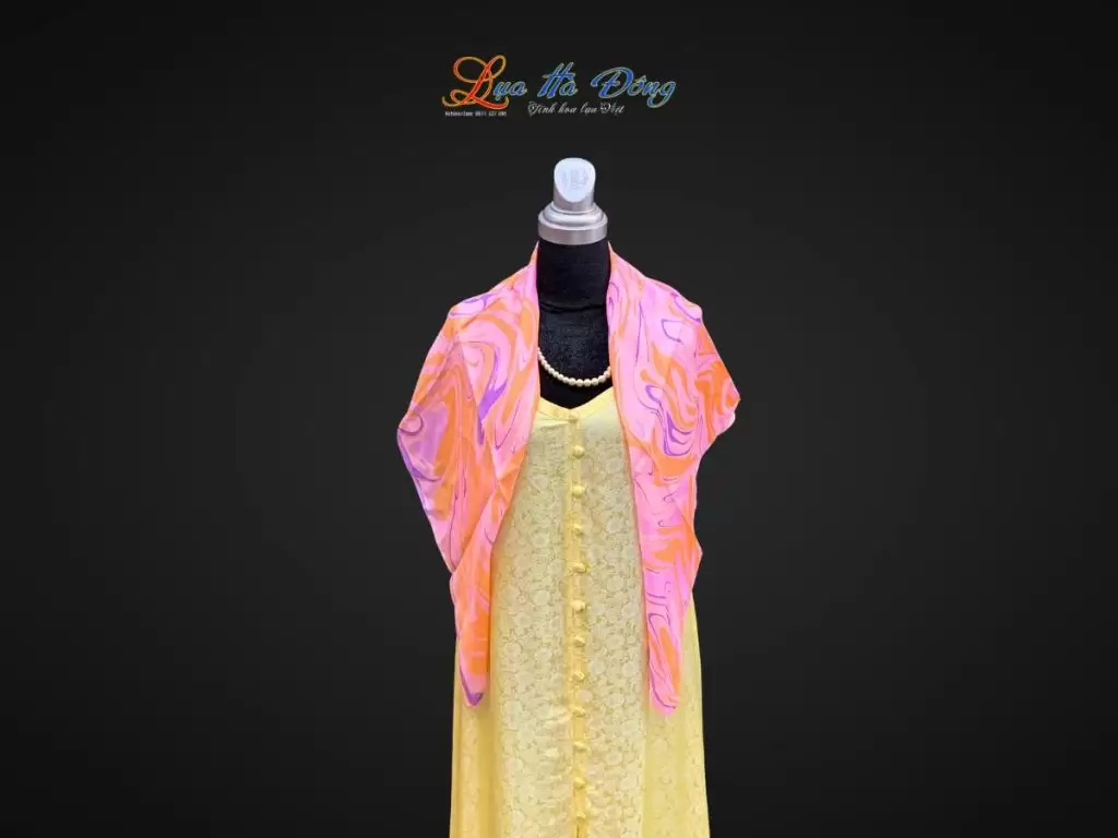 Khăn Lụa Tơ Tằm Vẽ Thủy Ấn