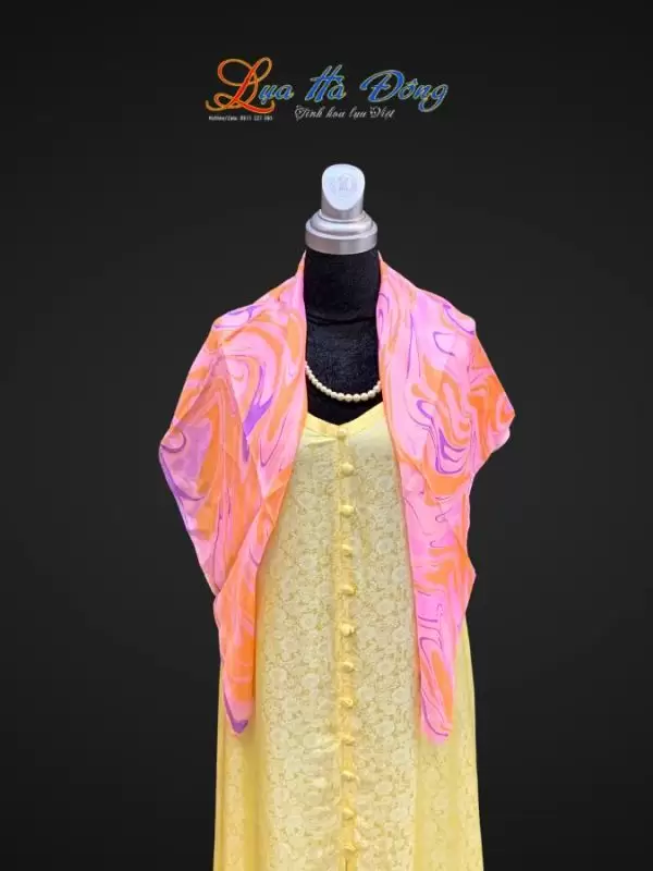 Khăn Lụa Tơ Tằm Vẽ Thủy Ấn