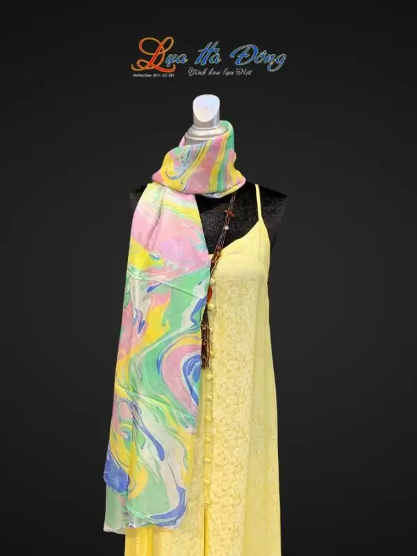 Khăn Lụa Tơ Tằm Vẽ Thủy Ấn