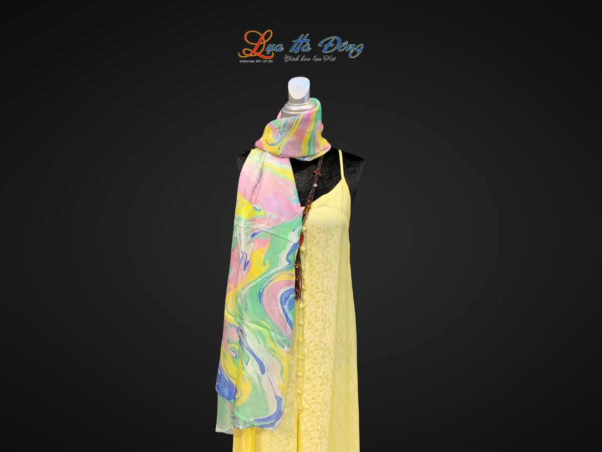 Khăn Lụa Tơ Tằm Vẽ Thủy Ấn