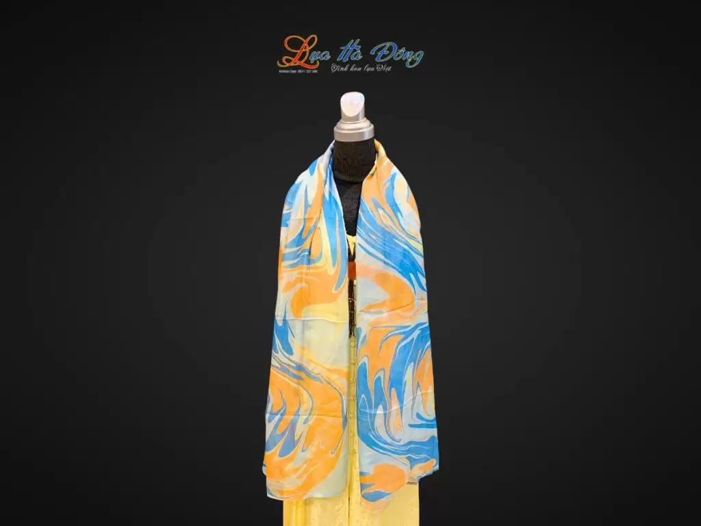 Khăn Lụa Tơ Tằm Vẽ Thủy Ấn