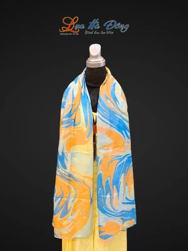 Khăn Lụa Tơ Tằm Vẽ Thủy Ấn