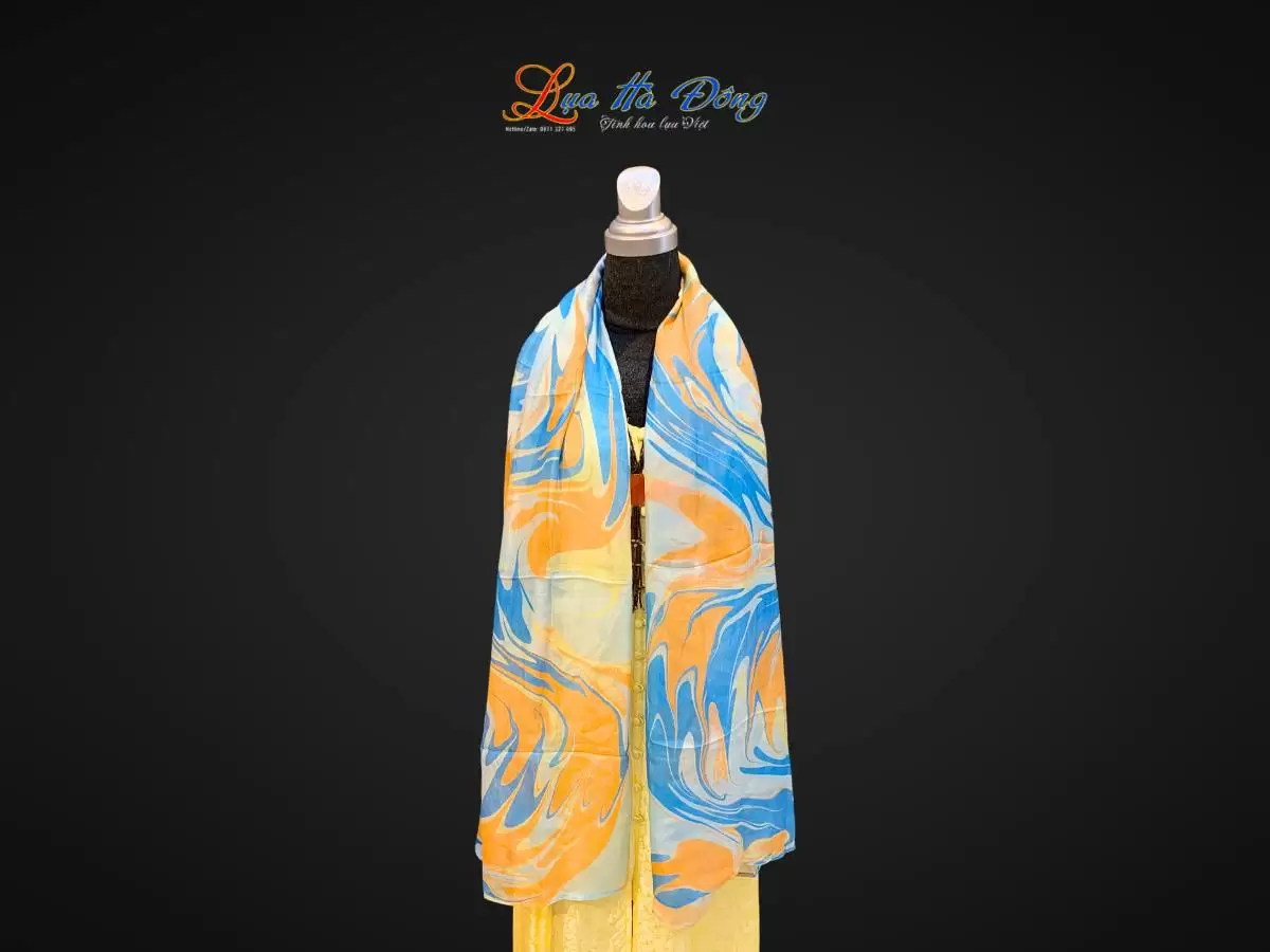 Khăn Lụa Tơ Tằm Vẽ Thủy Ấn