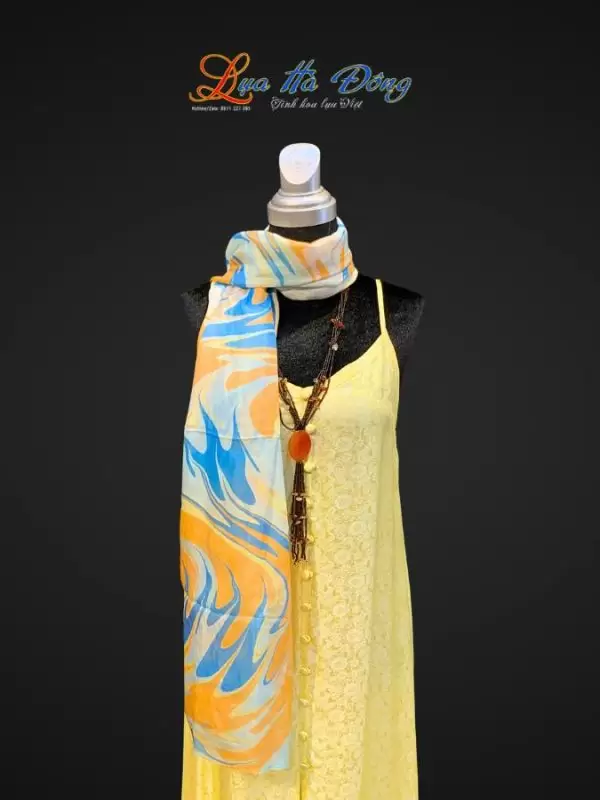 Khăn Lụa Tơ Tằm Vẽ Thủy Ấn