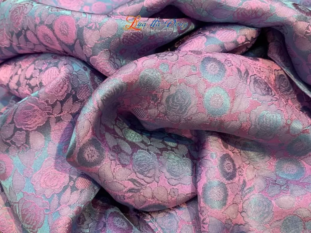 Khăn lụa dài họa tiết hồng thọ hồng xanh