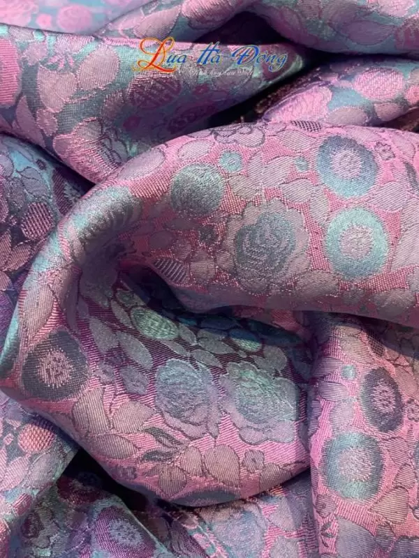 Khăn lụa dài họa tiết hồng thọ hồng xanh